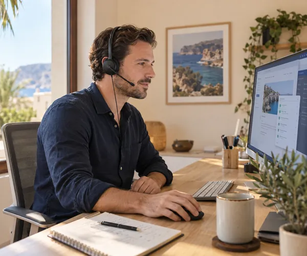 Technischer Support per Headset im Homeoffice auf Mallorca